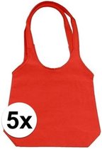 5 x Rode opvouwbare tassen met hengsels 43 x 41 cm- Shoppers