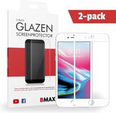 2-pack BMAX geschikt voor de Apple iPhone 8 Full Cover Glazen Screenprotector (Wit) | Dekt het volledige scherm! | Beschermglas | Tempered Glass