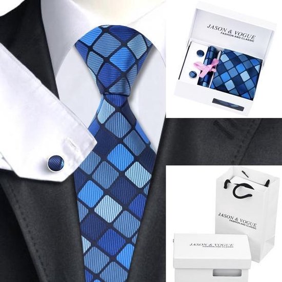 AHN1149 Luxe zijden stropdas met pochet en manchetknopen | bol.com