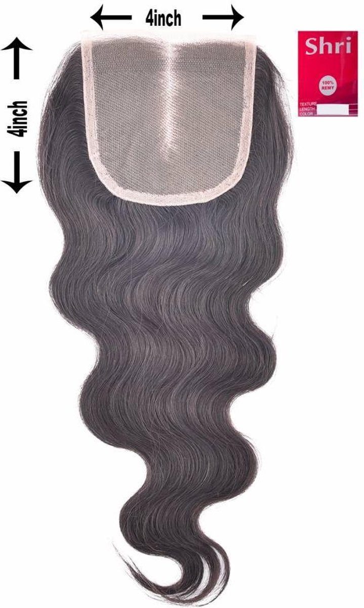 Shri 100% Indian Human Hair 4*4 Closure Body Wave, 18 Inch, 130% Density