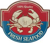 Signs-USA Fresh Seafood - Retro Wandbord - Metaal - 45x26 cm
