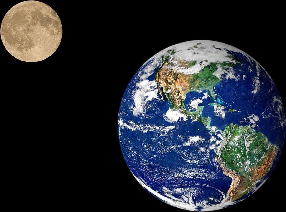 Fotobehang 7 Banen Digitale druk Maan en Aarde - speciaal materiaal | bol.com