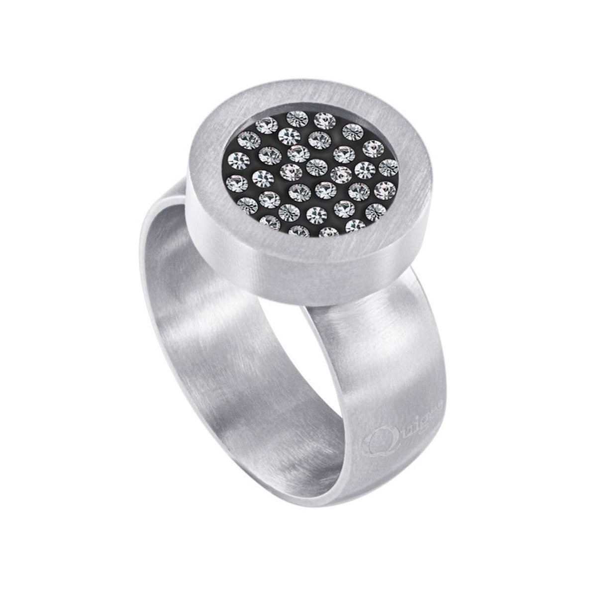 Quiges RVS Schroefsysteem Ring Zilverkleurig Mat 16mm met Verwisselbare Zirkonia 12mm Mini Munt op Prijzenvolger.com