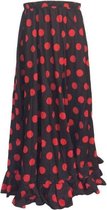 Spaanse Flamenco rok - zwart met rode stippen voor dames - maat XL - lengte 100 cm