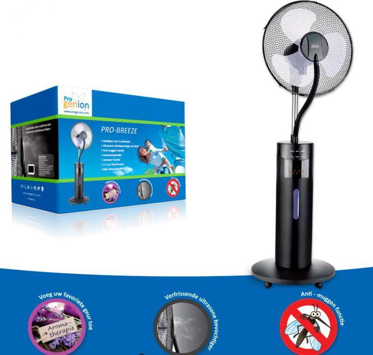 Pro Breeze ventilator met bevochtiging en anti muggen functie | bol.com