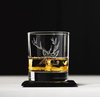 Whiskyglas Gegraveerd met Edelhert en leistenen onderzetter - Just Slate Company Scotland