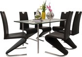 Eetkamerstoelen U-vormig onderstel kunstleer zwart 6 st
