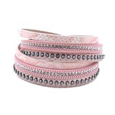 Montebello Armband Bartsia Pink - Dames - PU Leer - Zirkonia - 39 cm