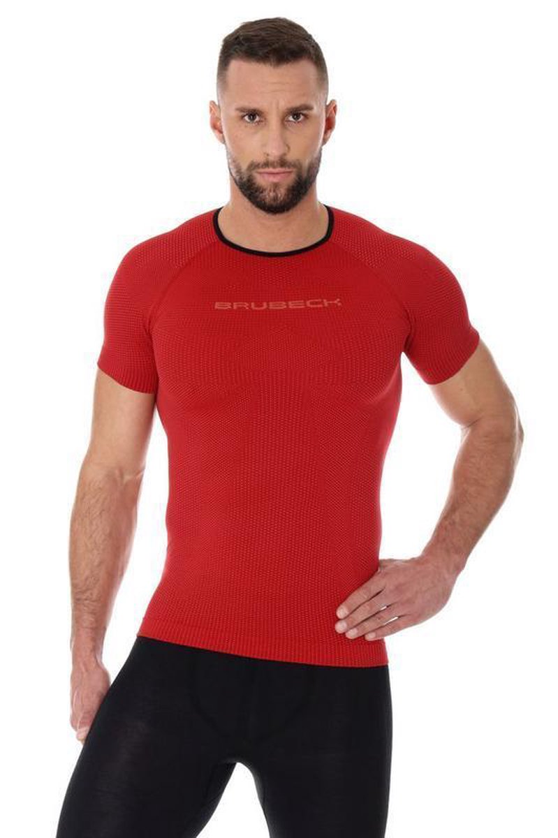 Brubeck Heren Sportkleding - 3D PRO Hardloopshirt / Sportshirt - Naadloos - Rood - L