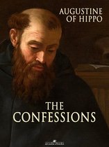 Boekomslag: Augustine of Hippo, The Confessions, met een schilderij van een priester met baard in een zwarte mantel.
