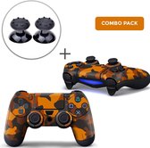 Army Camo / Oranje Zwart Combo Pack - PS4 Controller Skins PlayStation Stickers + Thumb Grips
