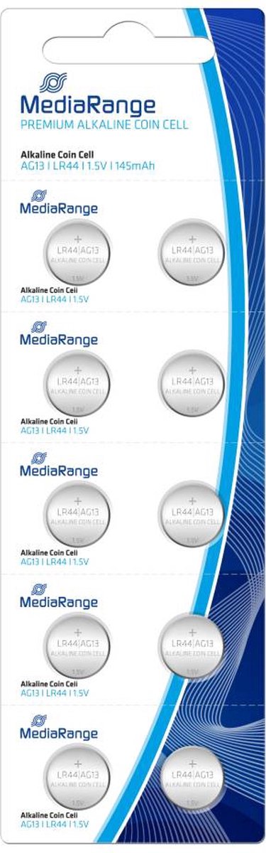 MediaRange Premium alkaline knoopcellen, AG13|LR44|1.5V, Pack van 10