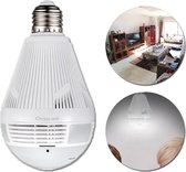360° beveiligingscamera | Panoramische beveiligingscamera | 360° camera | 360 graden camera | In de vorm van een lamp | Wit