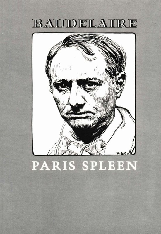 Couverture de livre avec portrait de Baudelaire et texte 'PARIS SPLEEN'.