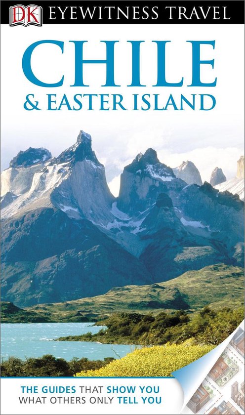 DK Eyewitness Travel Chile & Easter Island boek met bergen en een meer.
