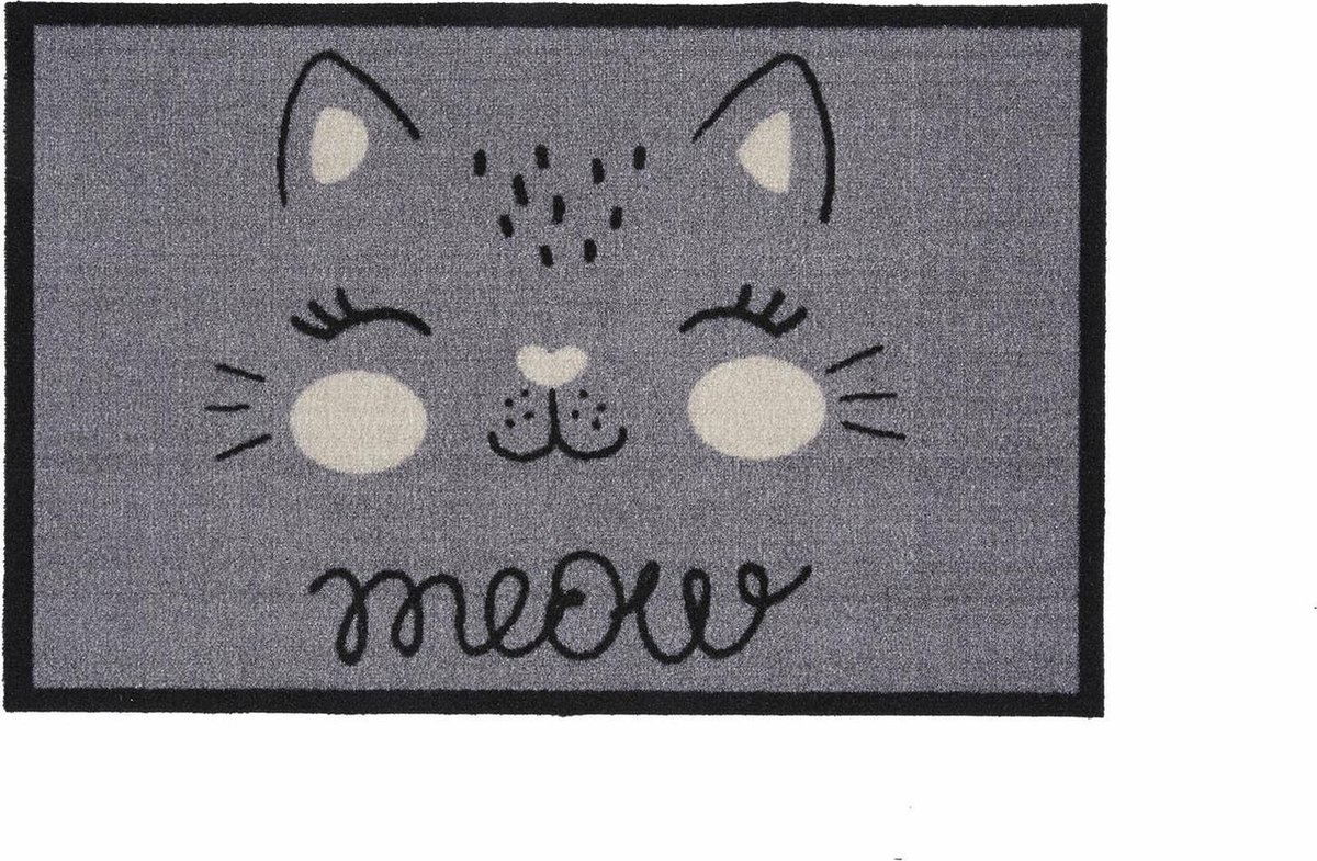 MD-Entree MD Entree - Deurmat - Schoonloopmat - Impression Meow Grey - 40 x 60 cm Grijs