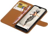 Zakelijke Book Case Telefoonhoesje Geschikt voor de Huawei P20 Pro - Portemonnee Hoesje - Pasjeshouder Wallet Case - Bruin