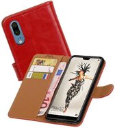 Zakelijke Book Case Telefoonhoesje Geschikt voor de Huawei P20 - Portemonnee Hoesje - Pasjeshouder Wallet Case - Rood