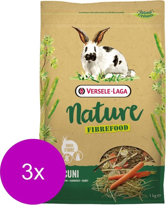 Versele-Laga Nature Cuni Fibrefood - Nourriture pour lapin - 3 x 1