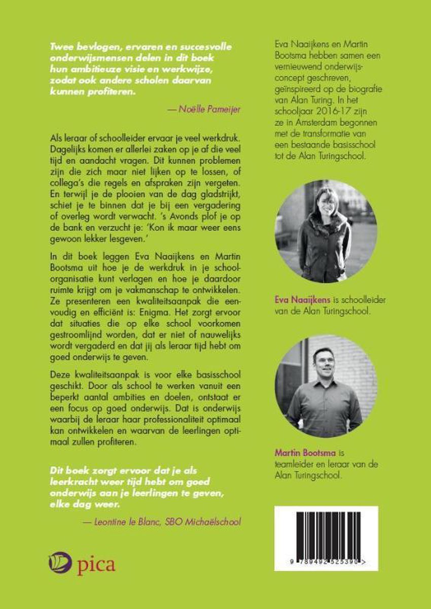 Boekomslag met foto's van docenten en leerlingen, en teksten over het boek 'En wat als we nu weer eens gewoon gingen lesgeven?'.