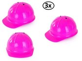 3x Verstelbare bouwhelm pink/roze - optocht Bouw helm party thema feest fun carnaval