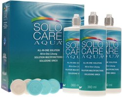SOLOCARE AQUA Multipack - 3 x 360ml + 3 lenshouders - Lenzenvloeistof