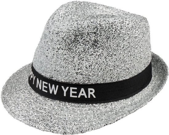 Chapeau en plastique à paillettes - Argent - Jour de Fête - Nouvel