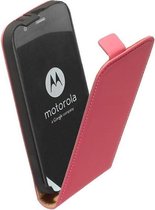 Motorola Moto G (2nd gen) 2014 Lederlook Flip Case hoesje Roze