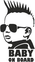 Baby on board Punk Rock - Mohawk autosticker - baby auto sticker baby aan boord - baby in car