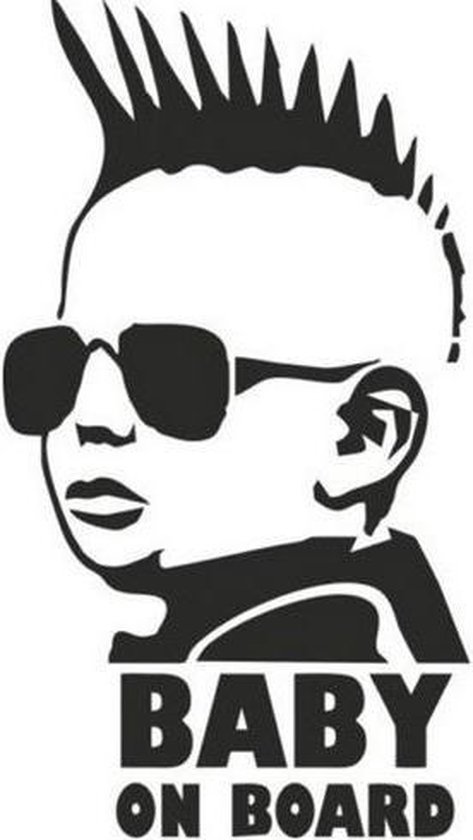 viool Het beste vinger Baby on board Punk Rock - Mohawk autosticker - baby auto sticker baby aan  boord - baby... | bol.com