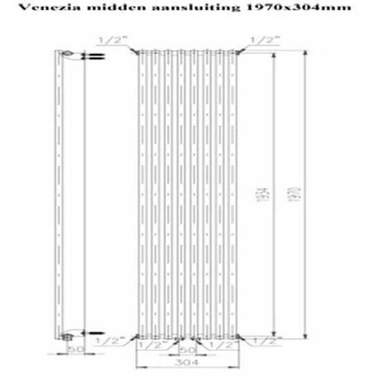 Plieger Venezia M designradiator enkel verticaal middenaansluiting 1970x304 mm 970 |