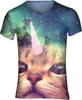Unicorn cat festival shirt Maat: M V-hals