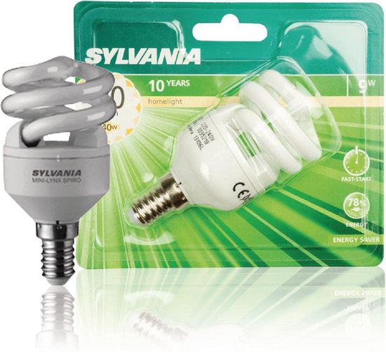 oppervlakkig Pretentieloos code Sylvania E14 9 Watt MINI-LYNX Spiro Spaarlamp 450 lumen, 220-240V | bol.com