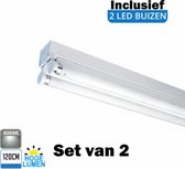 LED Buis armatuur 120cm - Dubbel | Inclusief Hoge Lumen LED buizen - 6000K - Daglicht (Set van 2 stuks)