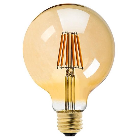 geschenk Veranderlijk Geestig E27 LED lamp - Bol lamp Ø 12,5 cm - Filament lamp dimbaar - Gouden gloed -  Kooldraad lamp | bol.com