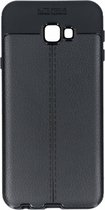 Lederen Backcover met stiksel Samsung Galaxy J4 Plus hoesje - Zwart