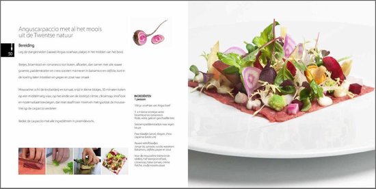 Angus carpaccio met meloen, rucola, balsemico en peterselie.