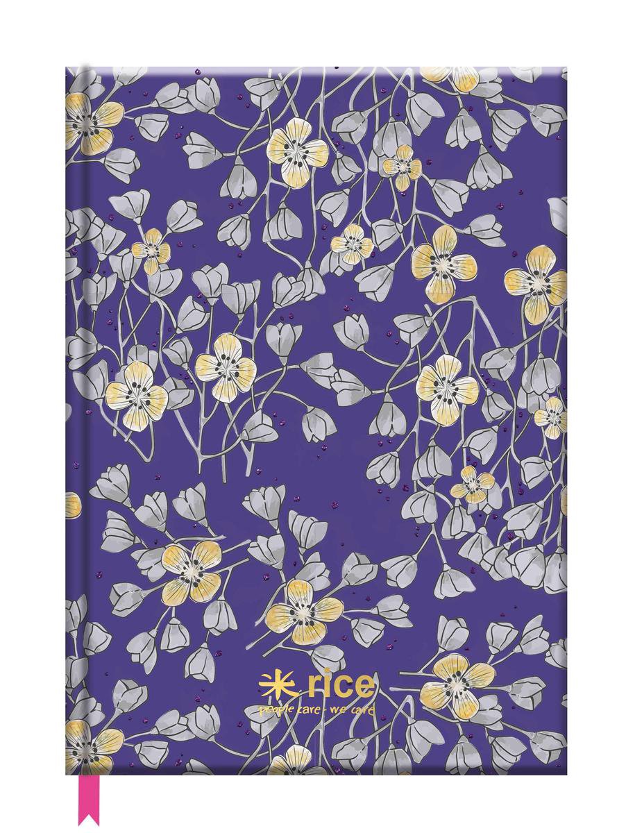 Rice Notitieboek met bloemen - A5 - Paars