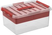 Boîte de rangement Sunware Q-Line - 15L - Avec plateau - Transparent / Rouge