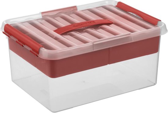 Sunware - Q-line opbergbox met inzet 15L transparant rood - 40 x 30 x 18 cm