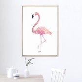 Postercity - Design Canvas Poster Roze Flamingo / Kinderkamer / Muurdecoratie / 40 x 30cm / A3
