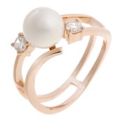 Orphelia ZR-7119/RG/50 Zilver Ring Rosegold Plated White Pearl Zirconium