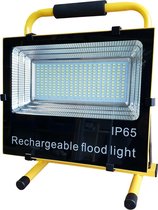 LED bouwlamp | 120W=1200W werklicht | oplaadbare accu | daglichtwit 6000K - flits blauwrood | waterdicht IP65