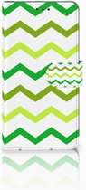 Geschikt voor Samsung Galaxy A7 (2018) Bookcase Hoesje Zigzag Groen