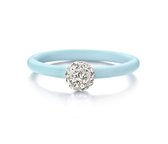 Colori 4 RNG00065 Siliconen Ring met Steen - Kristal Bal 6 mm - One-Size - Licht Blauw