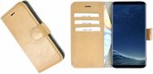 Samsung Galaxy S8 hoesje - Bookcase - Portemonnee Hoes Echt leer Wallet case Camelbruin