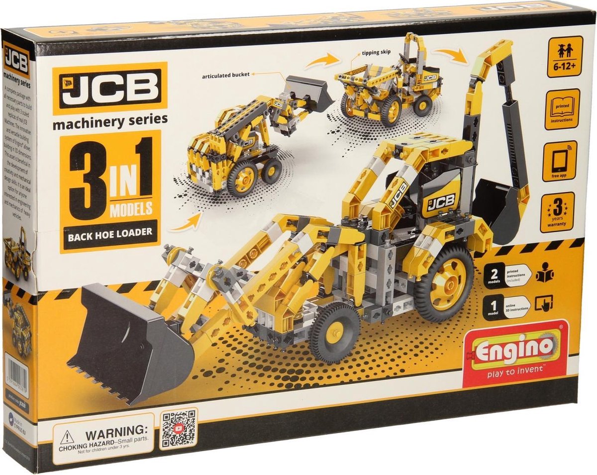 JCB - Laadvoertuigen, 3in1 Afmeting verpakking: 41 x 28 x 5,9 cm de Engino – photo du produit