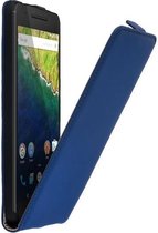 Huawei Nexus 6P Leder Flip Case hoesje Blauw