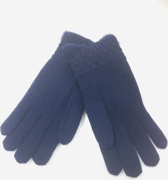 Dames handschoenen /Dubbele voering met fantasie boord/Blauw  /One-size/D0001 | bol.com