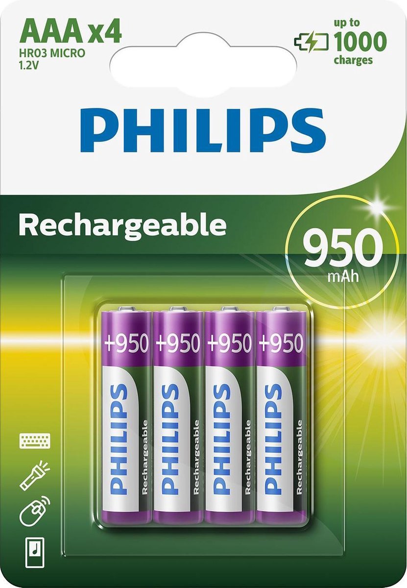 Philips AAA Oplaadbare Batterijen - Philips